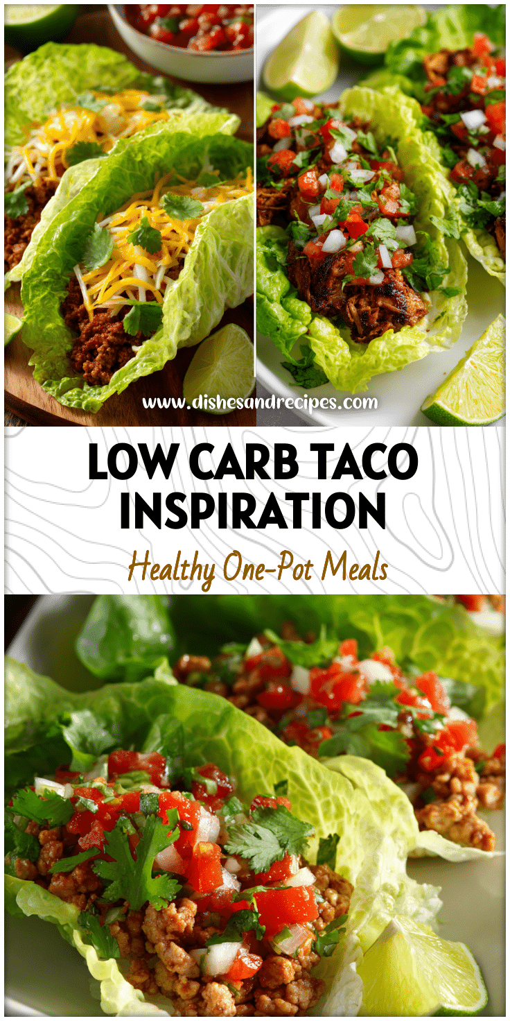 Close-up of Lettuce Wrapped Tacos with turkey, salsa, and lime wedges on a white plate.